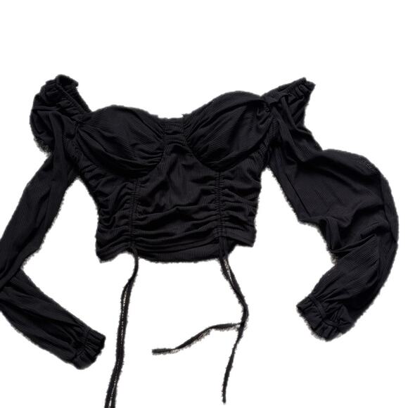 Black ruched crop top (medium) - Picture 1 of 4
